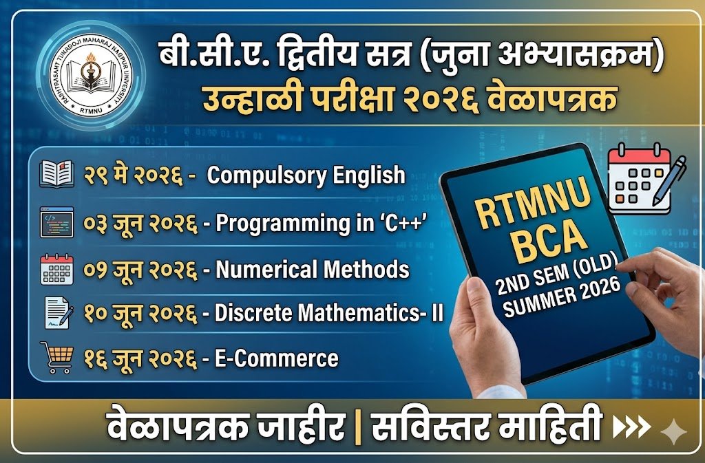 RTMNU BCA 2nd Sem Time Table 2026