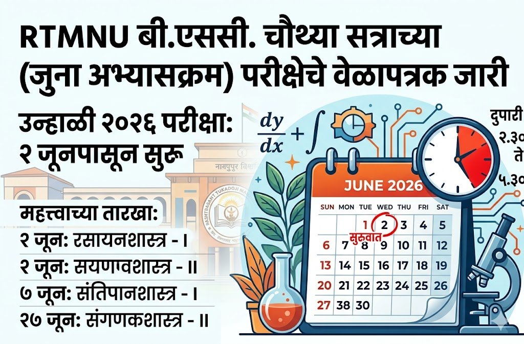RTMNU B.Sc. 4th Sem (Old) Time Table Summer 2026